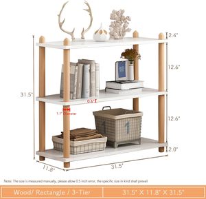 Estantería Moderna de 3 Niveles con Altura Ajustable, Estantería Abierta Independiente, Marco de Madera de Haya Blanca, Estantes de 0.63 Pulgadas de Grosor para Libros - Product Image 2