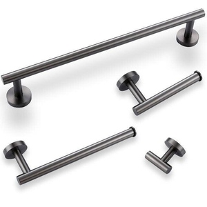 HONGDEC Gunmetal Grey Baño Montaje en pared Rollo Soporte de ducha Soporte de papel higiénico <span class=keywords><strong>Juego</strong></span> de <span class=keywords><strong>toallero</strong></span> - Product Image 1