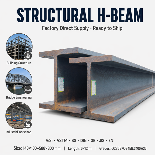 Factory Price H-Beam ASTM A572 Q195 Steel H Beam SM400 Q345B SS400 S275JR SM490A S235JR St37 6-12m HEA100-HEA900 HEB150-HEB900