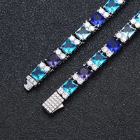 LEPAI Collier Hip-hop en Zircon Carré, Fermoir Diamanté Effet Glacé, Chaîne Tennis 7mm, Cadeau de Luxe