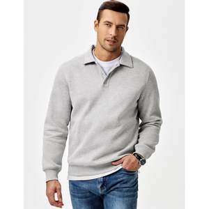 Sudaderas de polo informales de algodón para hombre personalizadas, Jersey de manga larga con cuello de botón, camisas XL antiarrugas y antiencogimiento - Product Image 2