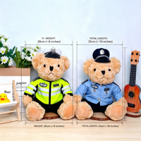 Ours en peluche policier Kawaii, animal en peluche doux, uniforme bleu, jouet ours policier pour cadeau d'appréciation des premiers intervenants