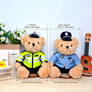 Ours en peluche policier Kawaii, animal en peluche doux, uniforme bleu, jouet ours policier pour cadeau d'appréciation des premiers intervenants - Product Image 5