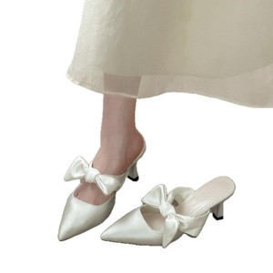 NUEVO ESTILO Zapatos de Tacón Alto Tipo Mule con Punta en Pico, Versátiles, de Satén Francés, Plataforma para Mujer, Verano, Exterior, Plantilla de EVA - Product Image 6