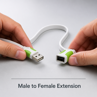 Câble USB Métallique 2A de Haute Qualité, Vente Chaude, Plat, Bicolore, USB-A Mâle vers Femelle, Câble d'Extension pour Téléphone Portable et Ordinateur