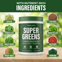 Poudre de superaliments verts en vrac, mélange de légumes, Chlorella, Spiruline, Moringa pour les passionnés de fitness, étiquette personnalisée OEM