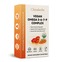 Capsules d'huile de baies d'argousier bio Chinaherbs, complexe Oméga 3-6-7-9, à base de plantes, sans OGM, végétalien, vente en gros, prix d'usine