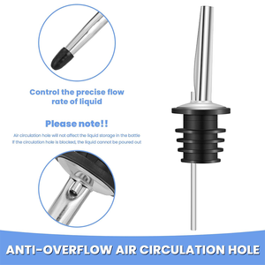 Pour Spout untuk botol minuman keras, <span class=keywords><strong>Pourers</strong></span> minuman keras baja tahan karat dengan sumbat, cocok untuk sekitar 3/4 "botol mulut <span class=keywords><strong>Bar</strong></span> aksesoris - Product Image 3