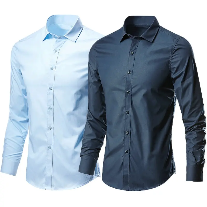 Однотонная рубашка с длинными рукавами из 100% хлопка, однотонные деловые <span class=keywords><strong>рубашки</strong></span> и брюки, комбинированная белая офисная Классическая рубашка под смокинг для мужчин