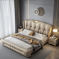 Lit de Luxe King Size en Bois avec Rangement et Tête de Lit Rembourrée, Design Moderne, Modèle KG6658