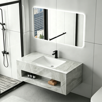 Meuble de salle de bain moderne en pierre naturelle, marbre et ardoise avec lavabo en céramique pour la décoration de salle de bain de luxe