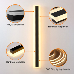 Alumínio nórdico moderno outdoor acrílico decorativo linear parede lâmpada Ip65 <span class=keywords><strong>LED</strong></span> longa tira parede luz