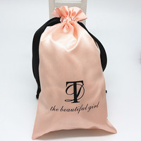 Vente en gros de sacs à main en soie de luxe avec logo personnalisé sac à poussière sac cadeau en satin avec cordon de serrage en coton toile jute lin et PP