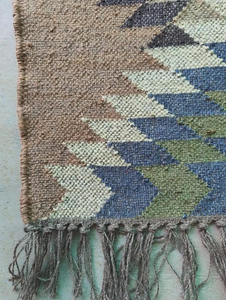 Tapis de couloir en laine et jute tissé à la main, style bohème tribal |   Tapis de couloir de style kilim géométrique pour chambre à coucher, salon, entrée, décoration de la maison - Product Image 6