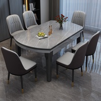 Table à manger moderne et simple en pierre frittée, convertible, extensible, rétractable, petite, pour maison, ferme, hôtel, atelier