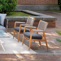 Balcon en plein air combinaison de bureau et de chaise en teck de meubles en rotin de jardin en corde de haute qualité