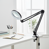 Lampe Loupe LED Flexible 3 Couleurs Moderne Simple en Aluminium et ABS, Lampe de Bureau Électrique à Pince pour Salle de Lecture, Rotation Multidirectionnelle