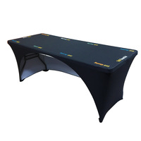 Nappe rectangulaire extensible en Spandex noir de 6 pieds pour table DJ rectangulaire à des fins publicitaires