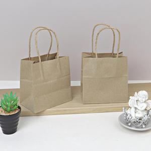 High Quality Brown Kraft Paper <b>Bag</b> with Handles Mini Size 12.5x7.5x15.5cm 20/40FT Standard From Thailand 0204026 - Product Image 3