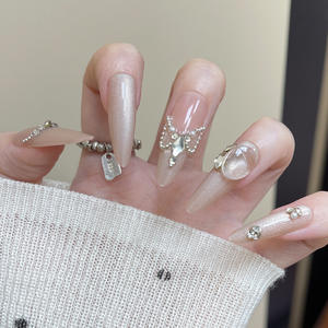 สติกเกอร์บริสุทธิ์สำหรับสวมใส่ได้คุณภาพสูงปลายเล็บปลอมที่ถูกบดเป็นรูปแมวทำด้วยมือและศิลปะทำไว้ล่วงหน้าเล็บปลอมสุดเจ๋ง - Product Image 1