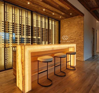 Comptoir de bar à jus moderne pour hôtel et supermarché, mobilier commercial avec éclairage LED, surface solide, garantie 10 ans