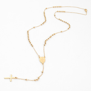 Collar con Colgante de Cruz de Acero Inoxidable, Chapado en Oro, Diseño en Forma de <span class=keywords><strong>Y</strong></span>, Collar con Cuentas, Rosario Católico - Product Image 3