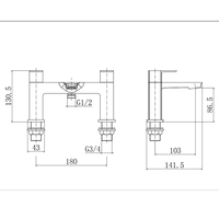 SANIPRO Robinets de lavabo de luxe à double poignée Robinet de baignoire cascade en laiton à surface chromée, ensemble de douche de bain avec douchette à main