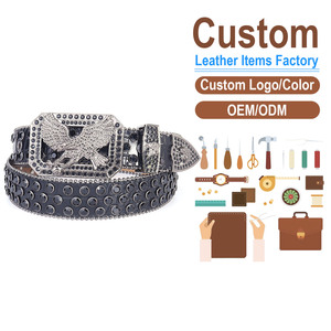 Nuevo Cinturón de Cuero PU Vintage con Pedrería y Hebilla de Placa de Águila, Estilo Retro Vaquero Occidental, Cinturón de Moda Urbana - Product Image 1