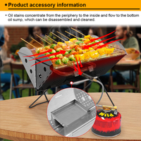 Barbecue à gaz en acier inoxydable de type V 3mm Ultra mince Compact Barbecue pliant en forme de X et foyer 2 en 1 Portable