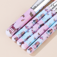 Ensemble de 5 pinceaux de maquillage professionnels Gracedo à manche en bois imprimé et poils synthétiques pour le visage, personnalisables