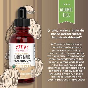 Extrait de champignon crinière de lion bio Gouttes liquides Soutien immunitaire Poudre de champignon Supplément Nootropique Capsules de champignon cérébral - Product Image 4