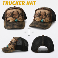 Gorras Trucker de Alta Calidad Estilo Western Vintage con Turquesa, Diseño de Herradura, 5 Paneles, Visera Plana, Malla Trasera, Ajustables y Bordado Personalizado
