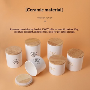 Urnes commémoratives pour animaux de compagnie en céramique de luxe faites à la main pour chats et chiens avec pot à cendres scellé, design décoratif écologique - Product Image 2