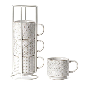 Tasses à café Cappuccino en céramique blanche arctique avec soucoupes pour Au Lait Double shot Latte Cafe <span class=keywords><strong>Mocha</strong></span> <span class=keywords><strong>Tea</strong></span> - Product Image 3