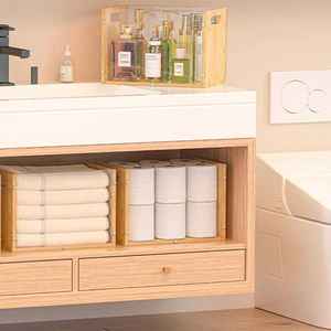 Contenitore <span class=keywords><strong>per</strong></span> Dispensa in Bambù Stile Americano di <span class=keywords><strong>Alta</strong></span> Qualità con Ripiano e Portaoggetti <span class=keywords><strong>per</strong></span> Bagno con Maniglia - Product Image 4