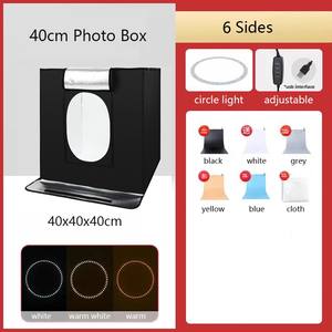 Tente de photographie OEM 40 cm (16 pouces) avec boîte à lumière LED, <span class=keywords><strong>studio</strong></span> pliable avec <span class=keywords><strong>fond</strong></span> en nylon PVC - Product Image 4