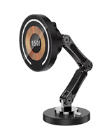Support de téléphone magnétique pour voiture avec chargeur sans fil rapide 15W, support adhésif rotatif à 360° en alliage de zinc, support mains libres pour bureau