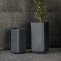 Pots à fleurs carrés minimalistes en ciment, jardinières hautes 27x27x55cm 33x33x68cm, décoration écologique pour la maison et les hôtels