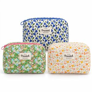 Large Capacity Quilted Cosmetic <b>Bag</b> Floral Cotton Makeup Pouch for Women Travel <b>Toiletry</b> Storage Custom Logo Wholesale - Product Image 5