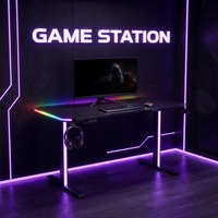 Bureau de jeu électrique silencieux AOR, table d'ordinateur de bureau, éclairage RVB multicolore, design ergonomique, réglage de la hauteur sans outil
