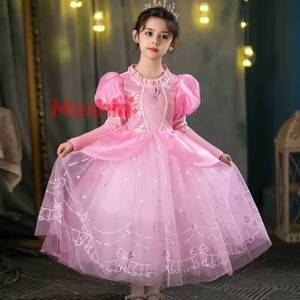 Nuevo Vestido de Princesa Rosa Elegante para Niñas, Disfraces Clásicos para Fiestas de Cumpleaños Infantiles - Product Image 1