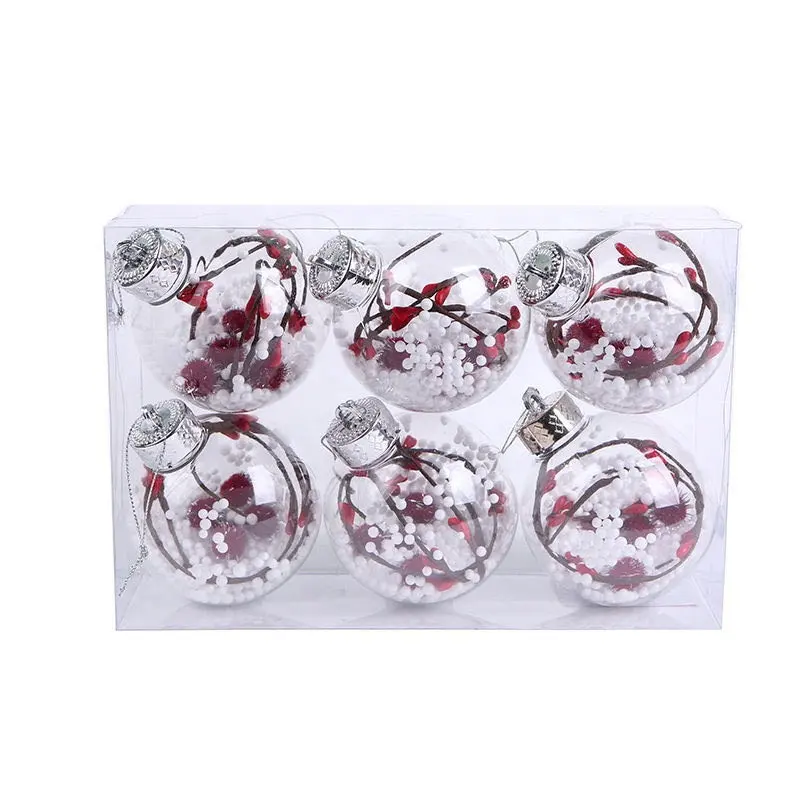 2020 Custom Logo Clear Plastic Christmas Ornaments Ball 8センチメートルBaubles Transparent Decoration Christmas Ball
