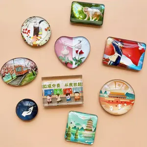 City Souvenir 3D Customised Design Magnet Stickers Fridge Magnets Resin Glass Europe Clear Crystal Home Word Set for Fridgerator