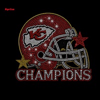 Transfert thermique de strass pour maillot de football KC Chiefs, design scintillant pour femmes, hommes et fans