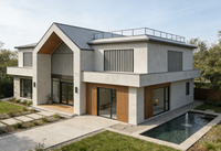 Villa moderne à assemblage rapide, 4, 5 ou 6 chambres, tailles variées, en acier robuste, pour usage familial ou gîte.