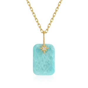 Nagosa gioielli da donna in pietra preziosa 18k oro vermeil 925 argento sterling rettangolo amazonite ciondolo ciondolo ciondolo - Product Image 1