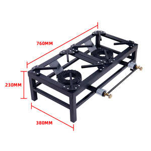 Estufa de gas portátil para exteriores Hongkun de doble quemador, 760x380x230 mm, diseño dividido de hierro fundido para camping y uso doméstico. - Product Image 1