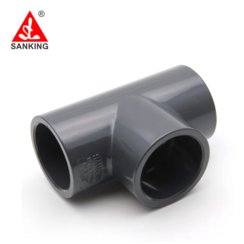 Sanking 20-63mm UPVC Tee CPVC Tee PVC Tee tüp konektörü plastik 3 yollu tüp konektörü için drenaj boru tesisat PVC