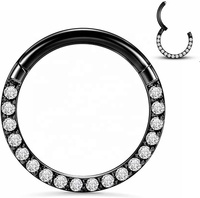 Anneaux clicker, anneaux de nez et boucles d'oreilles en acier chirurgical 316L, segment articulé, sertis de zircone frontale CNC et pavés de zircone cubique (CZ) pour Daith
