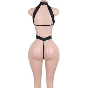 Combinaison en cuir verni brillant pour danse <span class=keywords><strong>exotique</strong></span>, avec lingerie string à bretelles et nœud papillon, pour spectacle de danse <span class=keywords><strong>exotique</strong></span> - Product Image 5